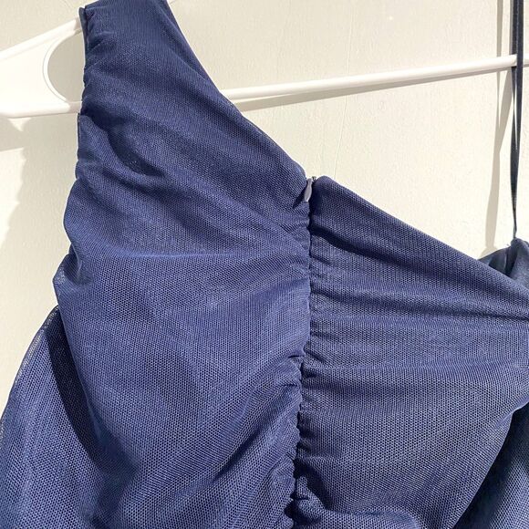 NWT Nordstrom Love X Design One Shoulder Bodycon Dress Ruched Mesh Size Medium - Picture 6 of 8